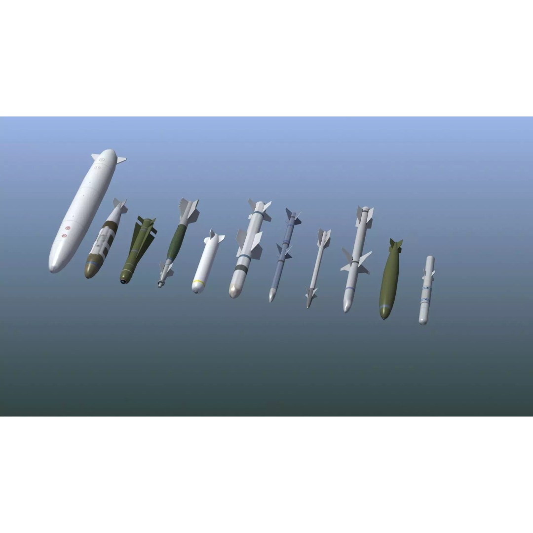 NATO Aircraft Weapons 3D Model – Low Poly Game Asset, FBX, PBR - View 2