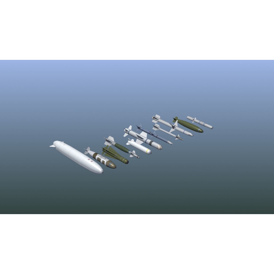 NATO Aircraft Weapons 3D Model – Low Poly Game Asset, FBX, PBR - View 3