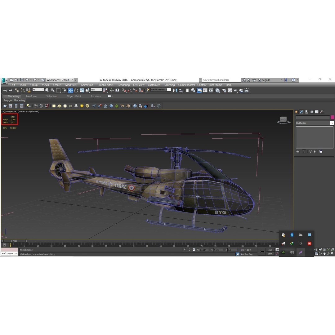 Aerospatiale SA-342 Gazelle 3D Model – Low Poly Game Asset, FBX, OBJ - View 11
