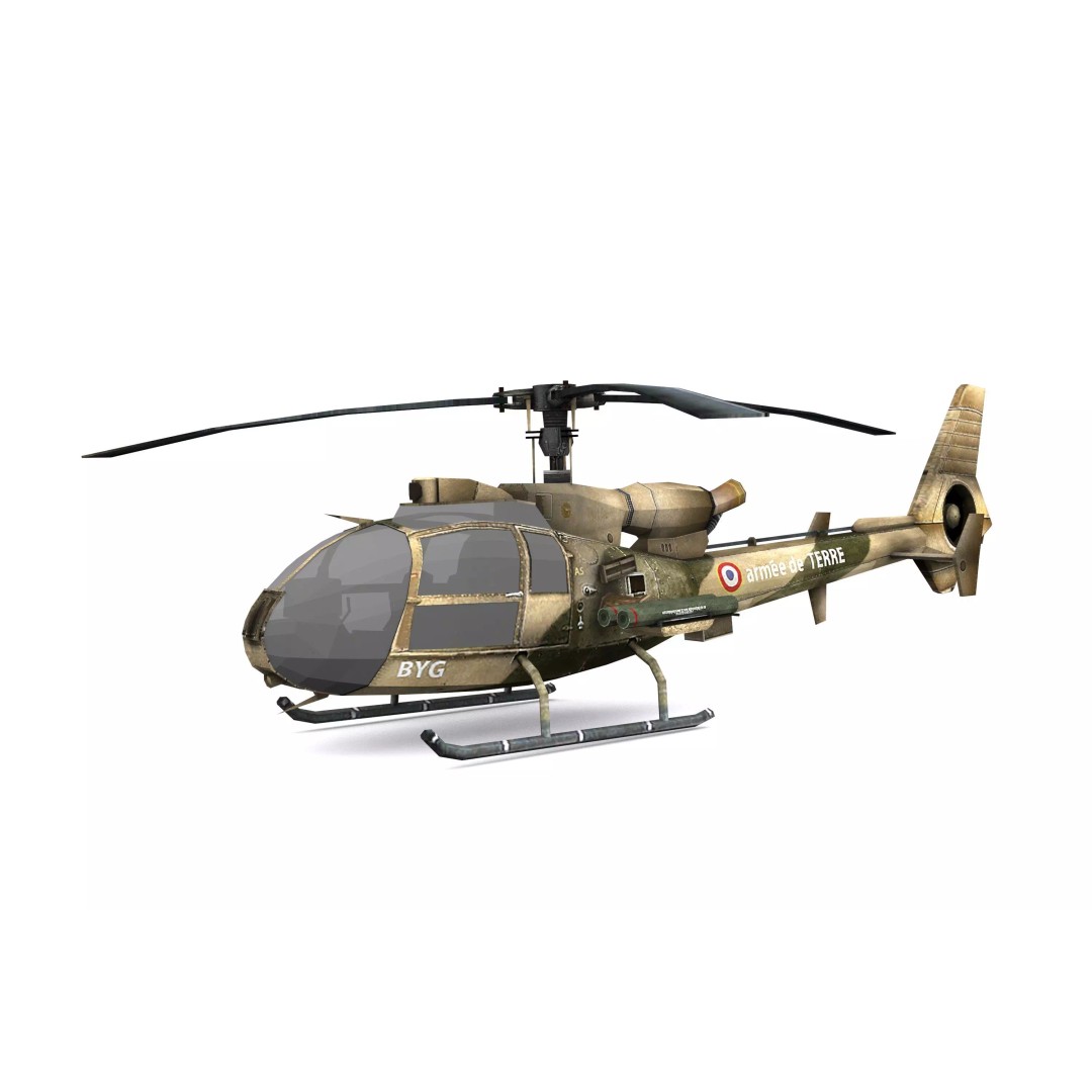 Aerospatiale SA-342 Gazelle 3D Model – Low Poly Game Asset, FBX, OBJ - View 2