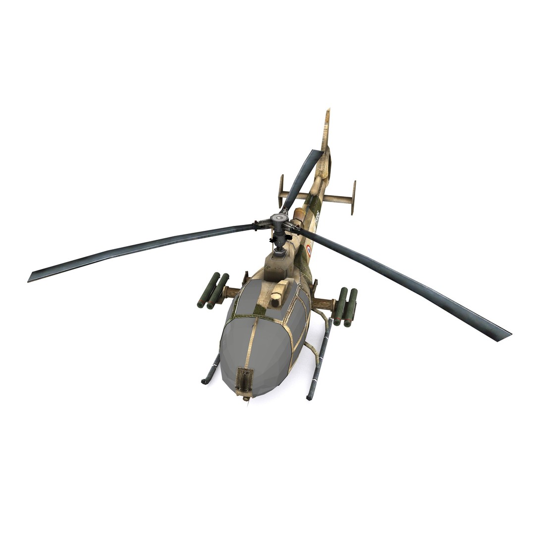 Aerospatiale SA-342 Gazelle 3D Model – Low Poly Game Asset, FBX, OBJ - View 5
