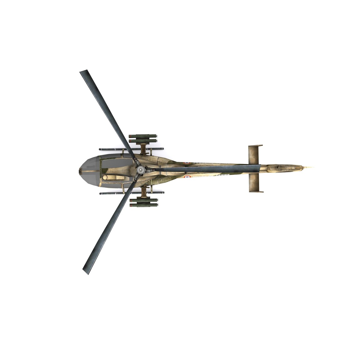 Aerospatiale SA-342 Gazelle 3D Model – Low Poly Game Asset, FBX, OBJ - View 7