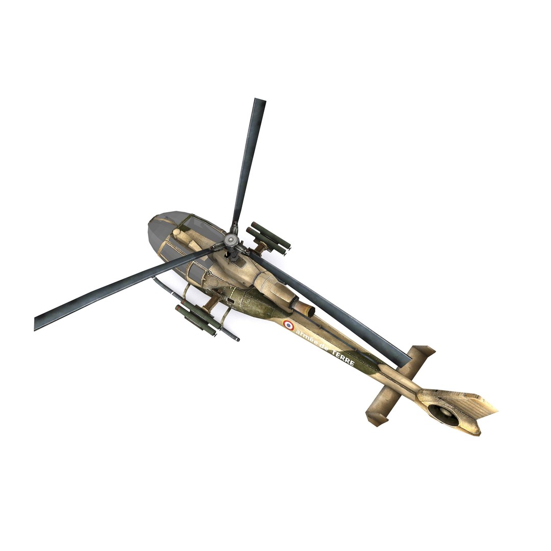Aerospatiale SA-342 Gazelle 3D Model – Low Poly Game Asset, FBX, OBJ - View 8