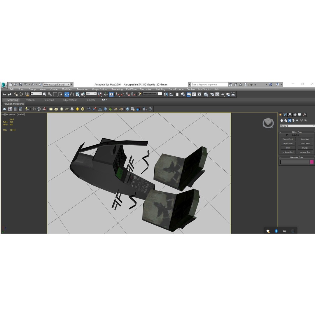 Aerospatiale SA-342 Gazelle 3D Model – Low Poly Game Asset, FBX, OBJ - View 9