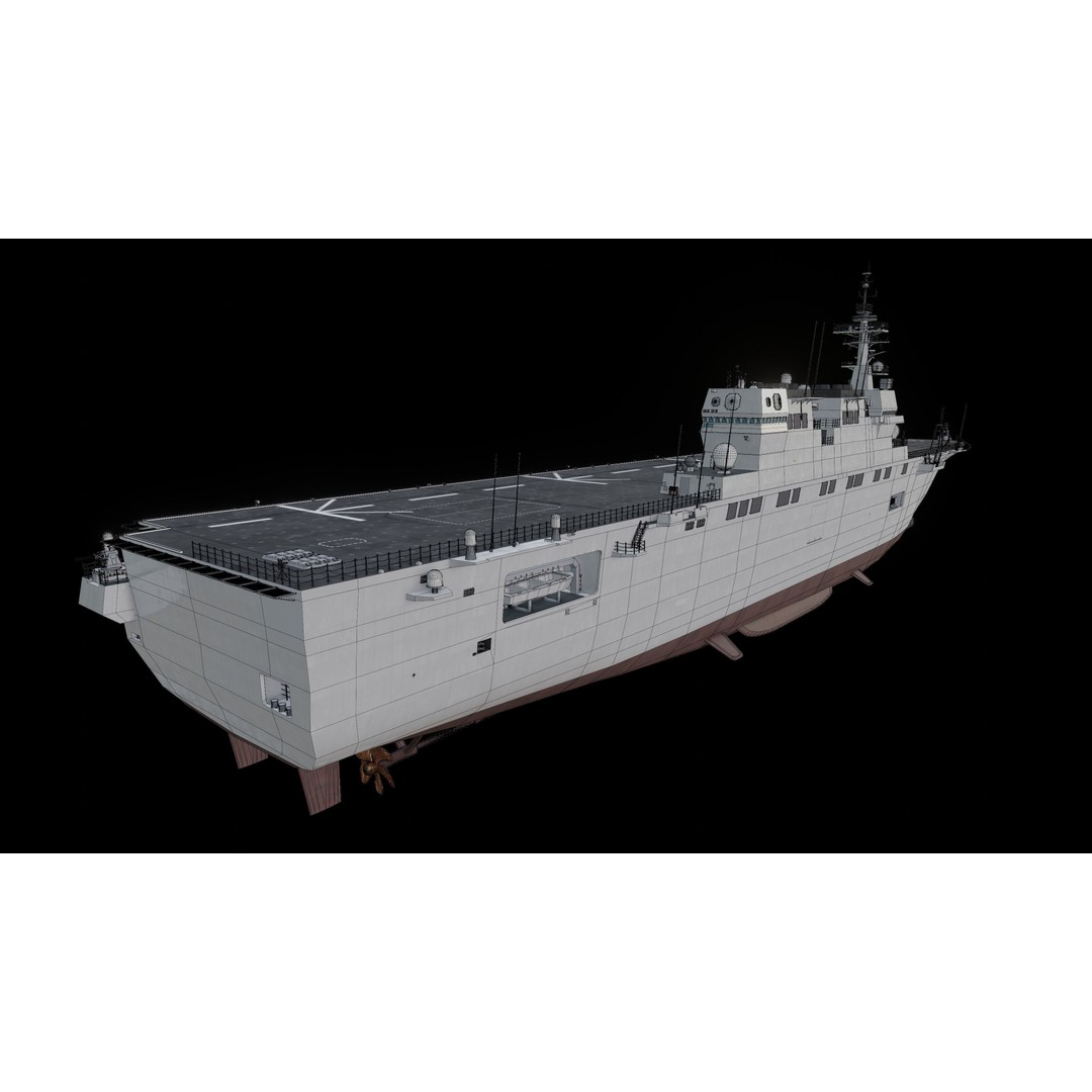 Hyuga Class Helicopter Carrier 3D Model – PBR Game Asset, Blender