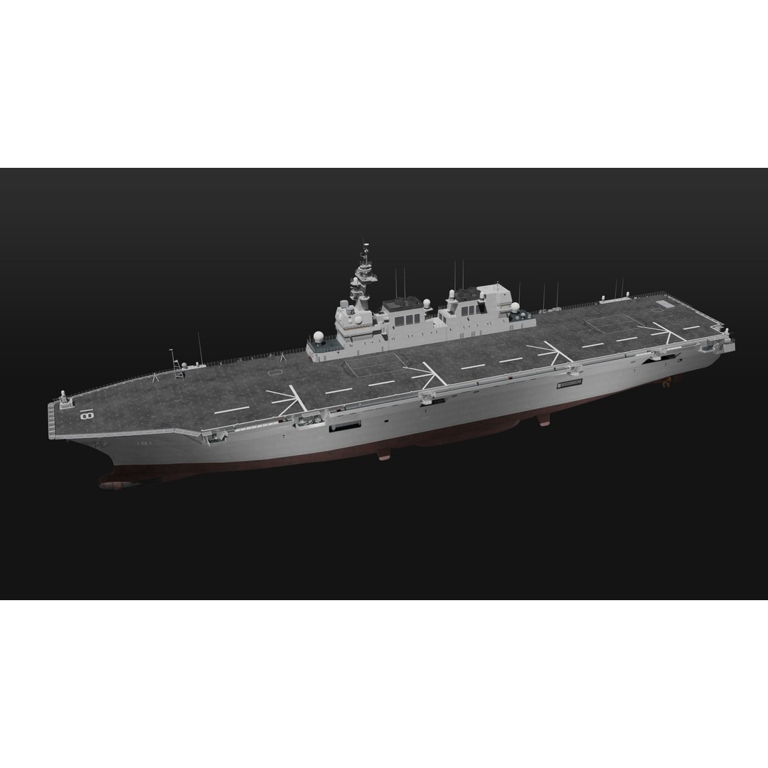 Hyuga Class Helicopter Carrier 3D Model – PBR Game Asset, Blender - View 10
