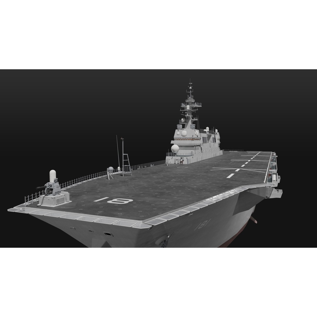 Hyuga Class Helicopter Carrier 3D Model – PBR Game Asset, Blender - View 11