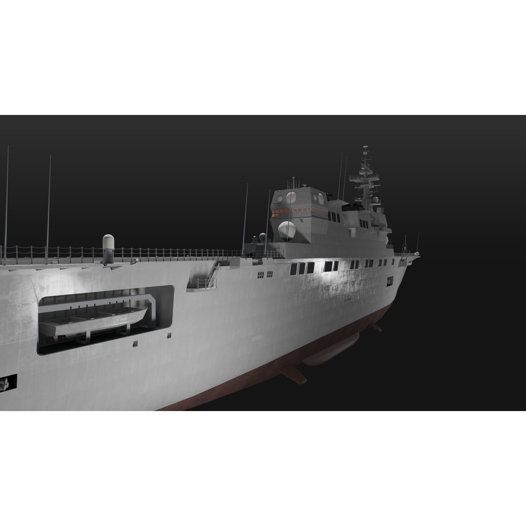 Hyuga Class Helicopter Carrier 3D Model – PBR Game Asset, Blender - View 15
