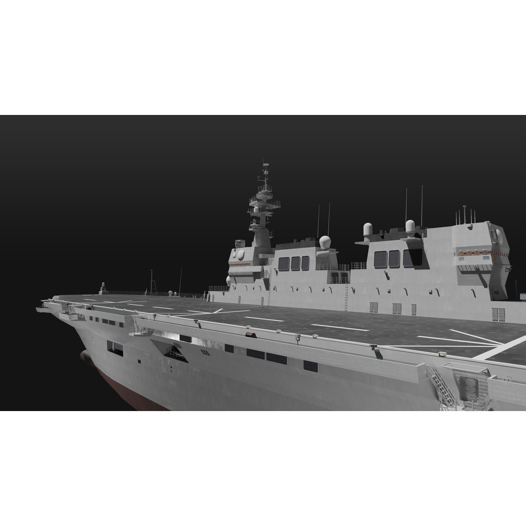 Hyuga Class Helicopter Carrier 3D Model – PBR Game Asset, Blender - View 18