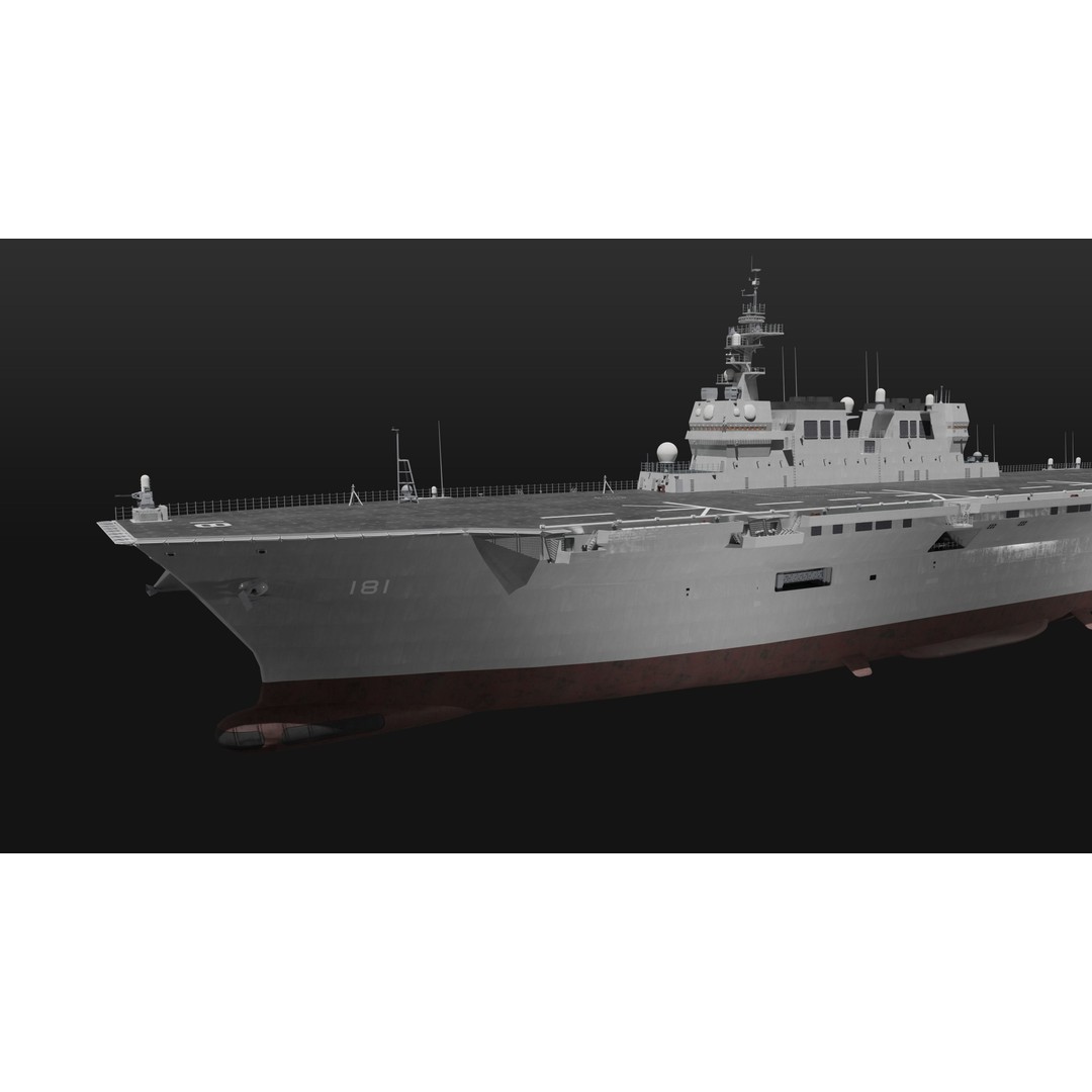 Hyuga Class Helicopter Carrier 3D Model – PBR Game Asset, Blender - View 19