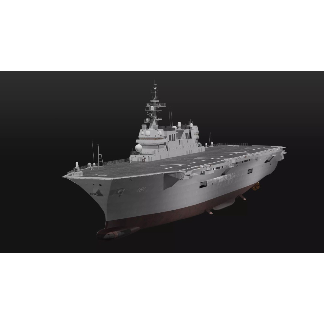 Hyuga Class Helicopter Carrier 3D Model – PBR Game Asset, Blender - View 2