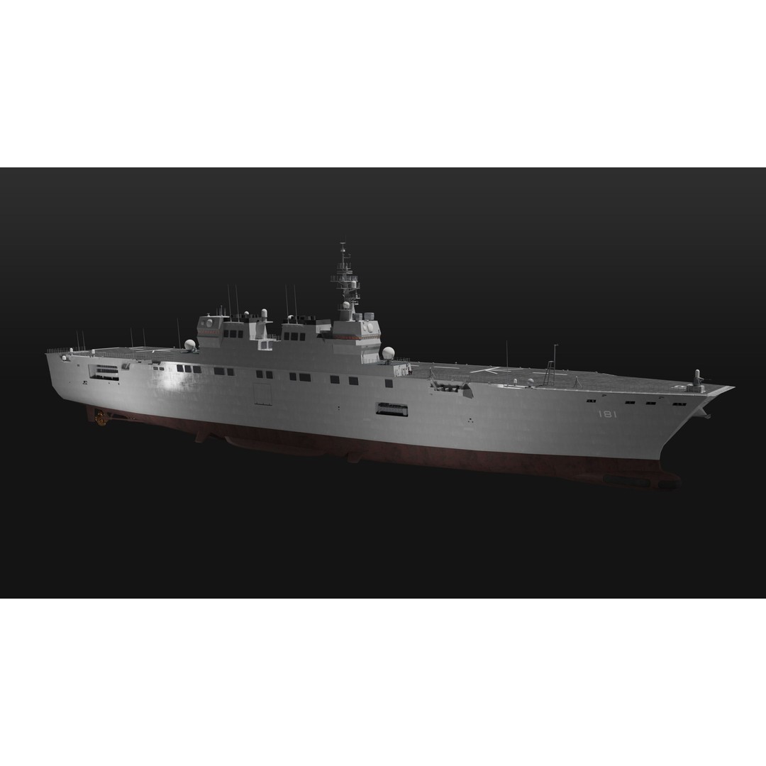 Hyuga Class Helicopter Carrier 3D Model – PBR Game Asset, Blender - View 5