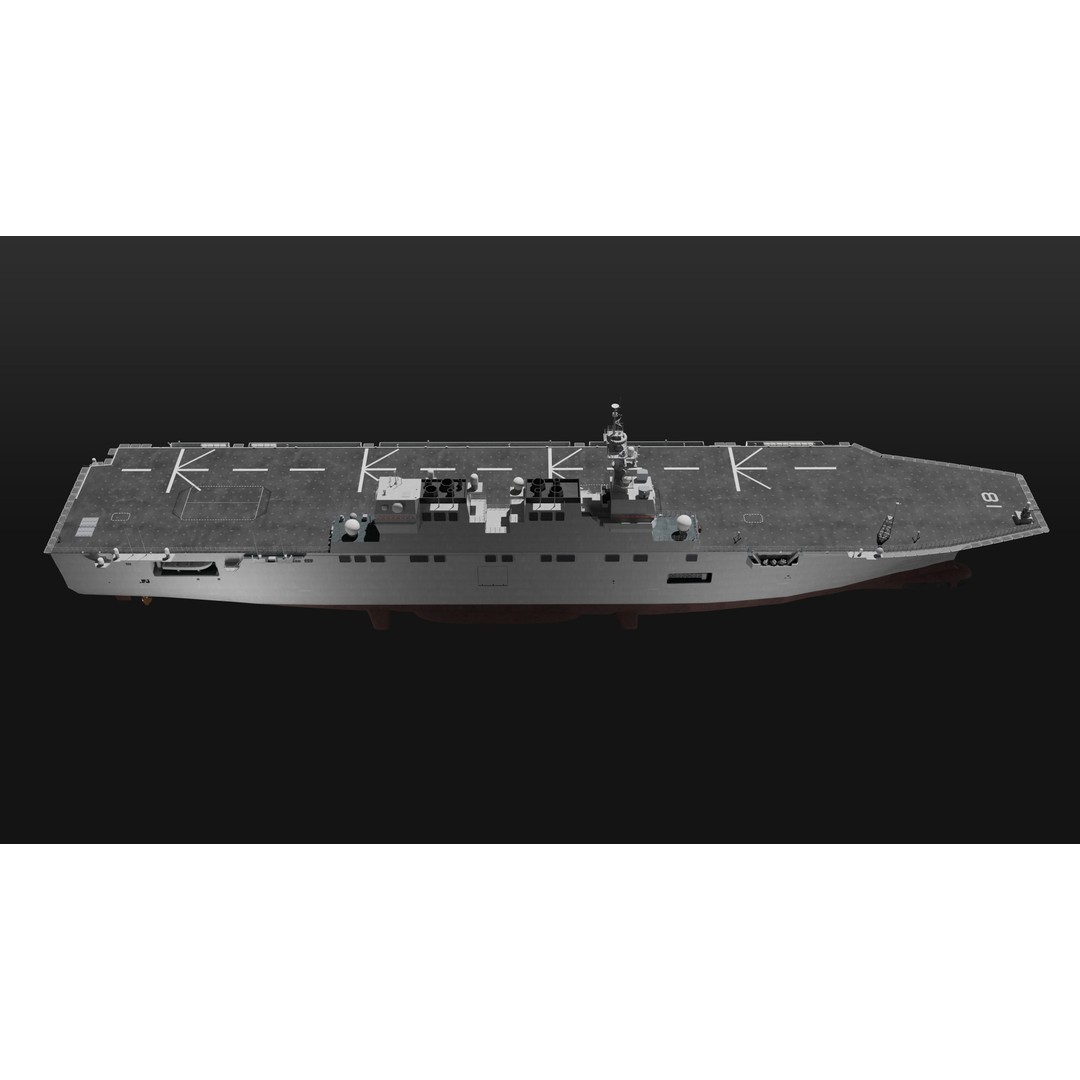 Hyuga Class Helicopter Carrier 3D Model – PBR Game Asset, Blender - View 6