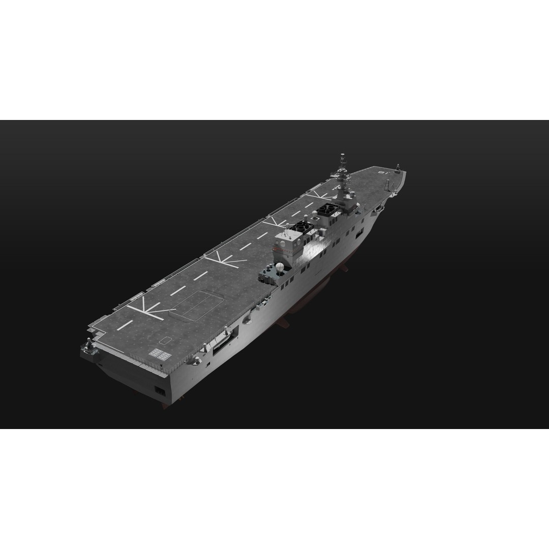 Hyuga Class Helicopter Carrier 3D Model – PBR Game Asset, Blender - View 7