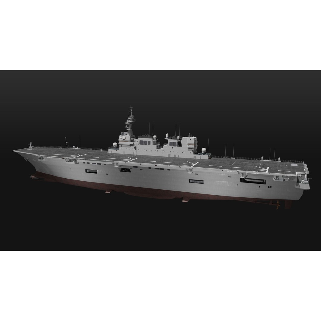 Hyuga Class Helicopter Carrier 3D Model – PBR Game Asset, Blender - View 9