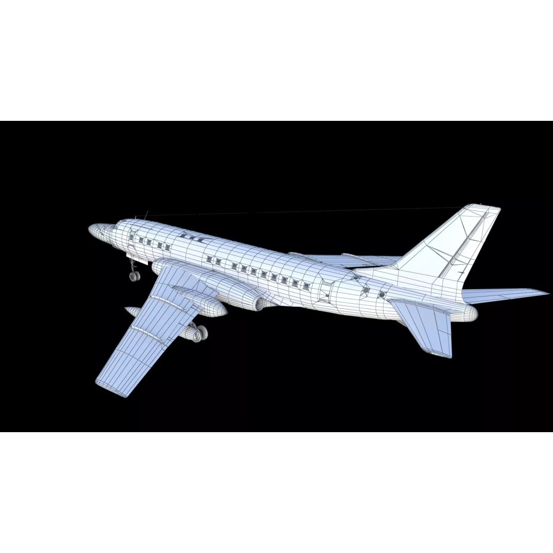 Tu-104 Sh 3D Model – Military Aircraft, PBR Textures, FBX