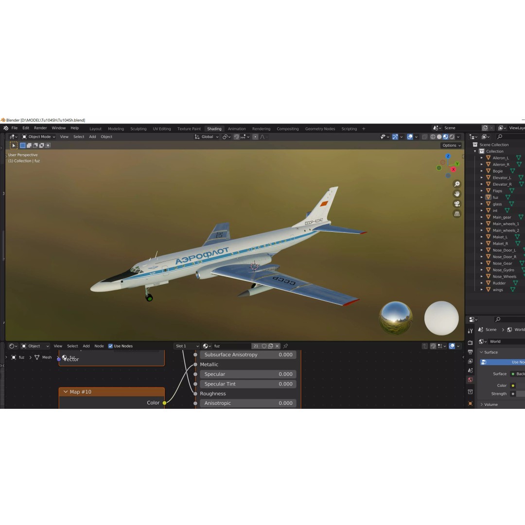 Tu-104 Sh 3D Model – Military Aircraft, PBR Textures, FBX - View 20