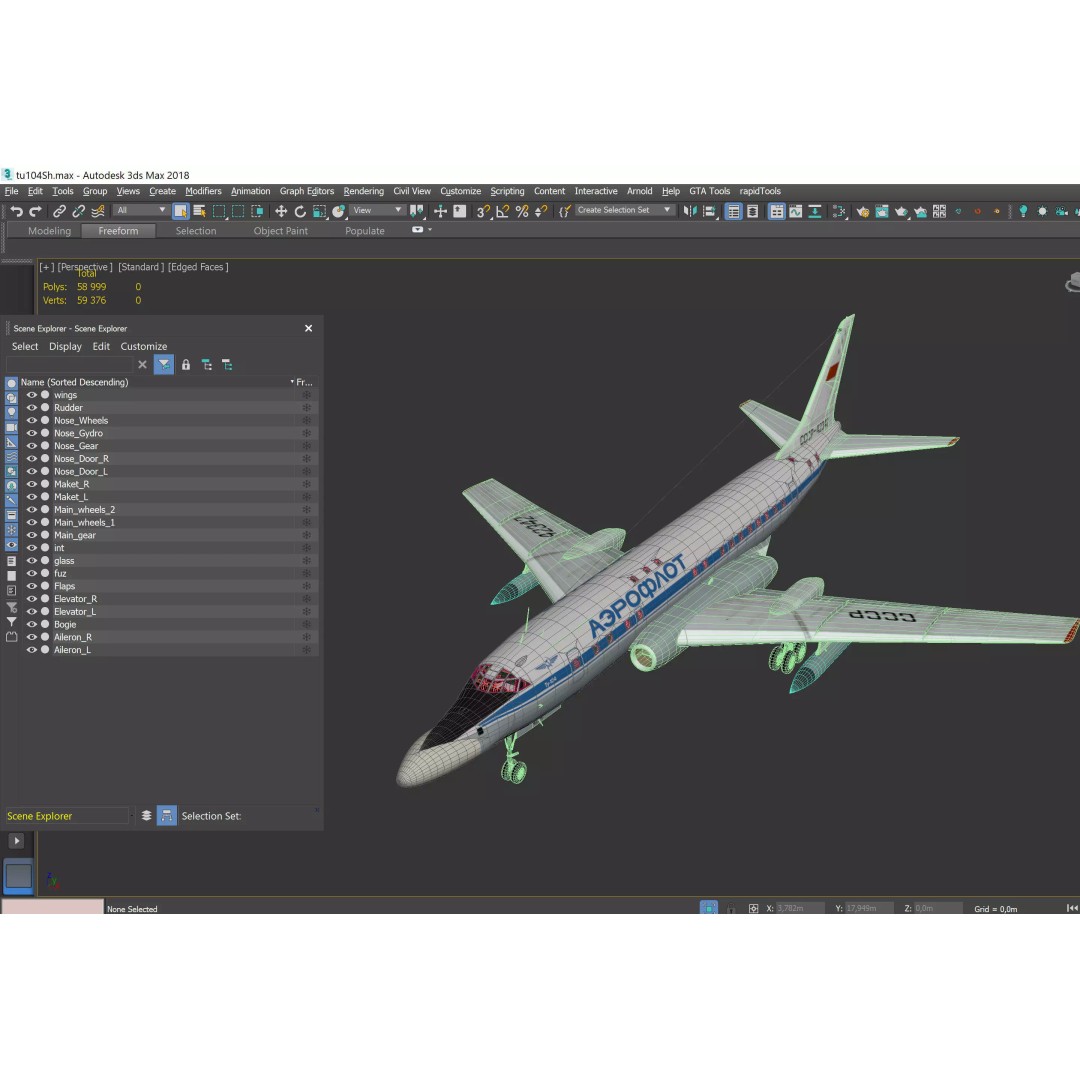 Tu-104 Sh 3D Model – Military Aircraft, PBR Textures, FBX - View 21