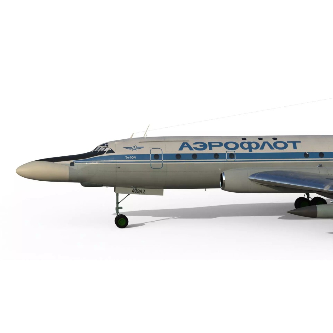 Tu-104 Sh 3D Model – Military Aircraft, PBR Textures, FBX - View 7