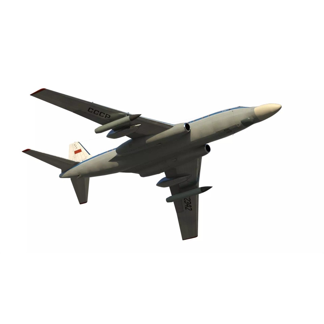 Tu-104 Sh 3D Model – Military Aircraft, PBR Textures, FBX - View 8