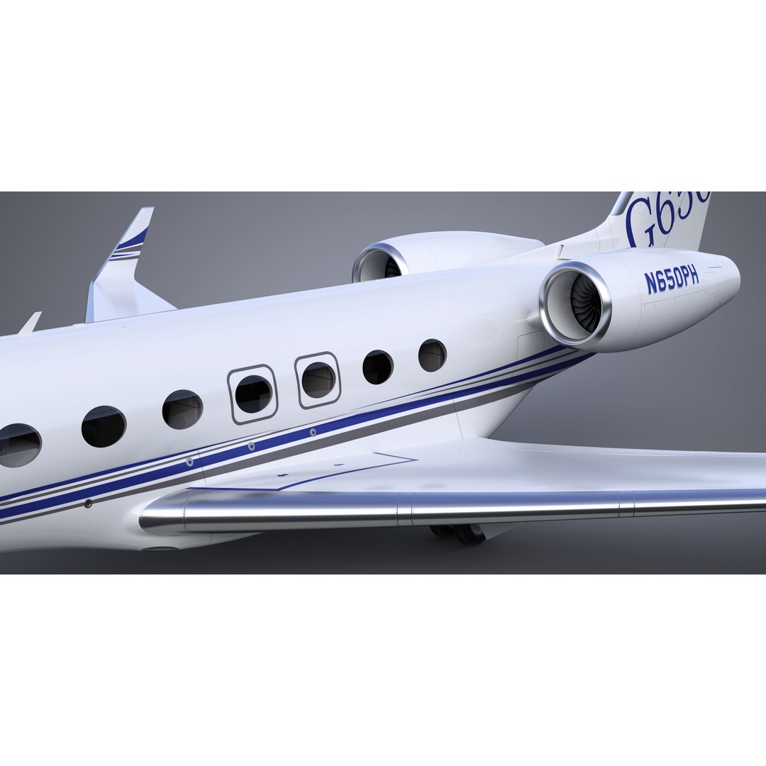 Gulfstream G650 3D Model – High Poly Aircraft, FBX, OBJ, Game Ready - View 11
