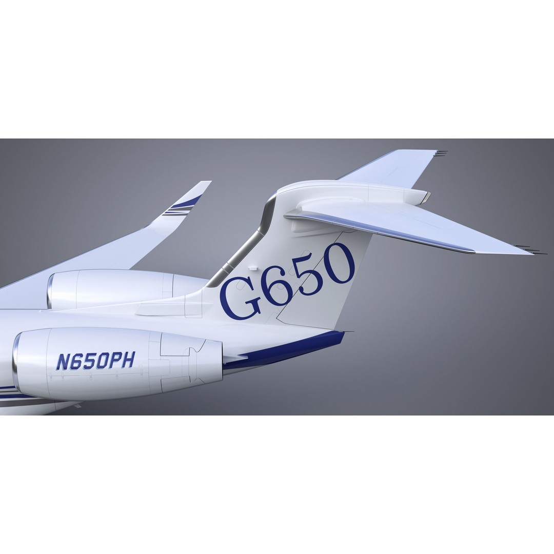 Gulfstream G650 3D Model – High Poly Aircraft, FBX, OBJ, Game Ready - View 13