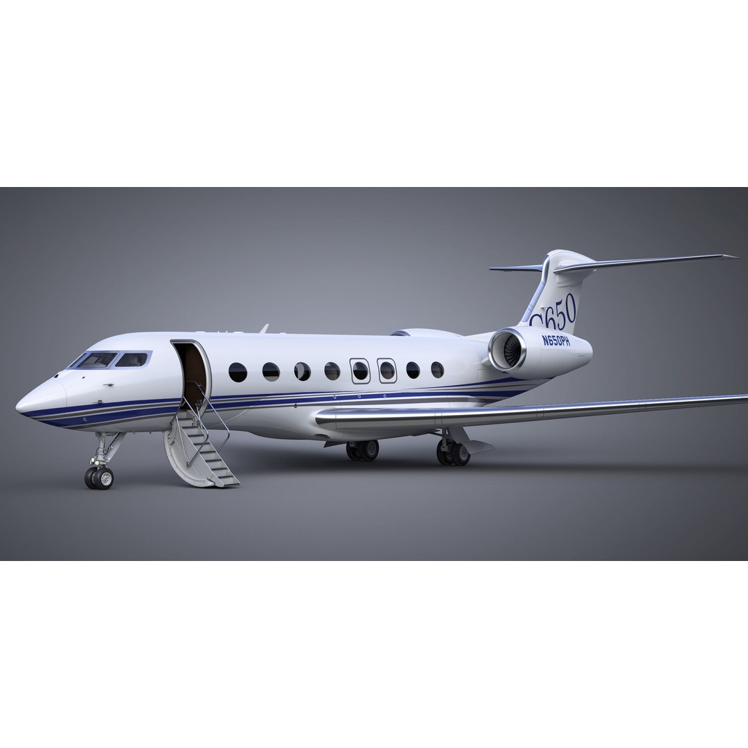 Gulfstream G650 3D Model – High Poly Aircraft, FBX, OBJ, Game Ready - View 18