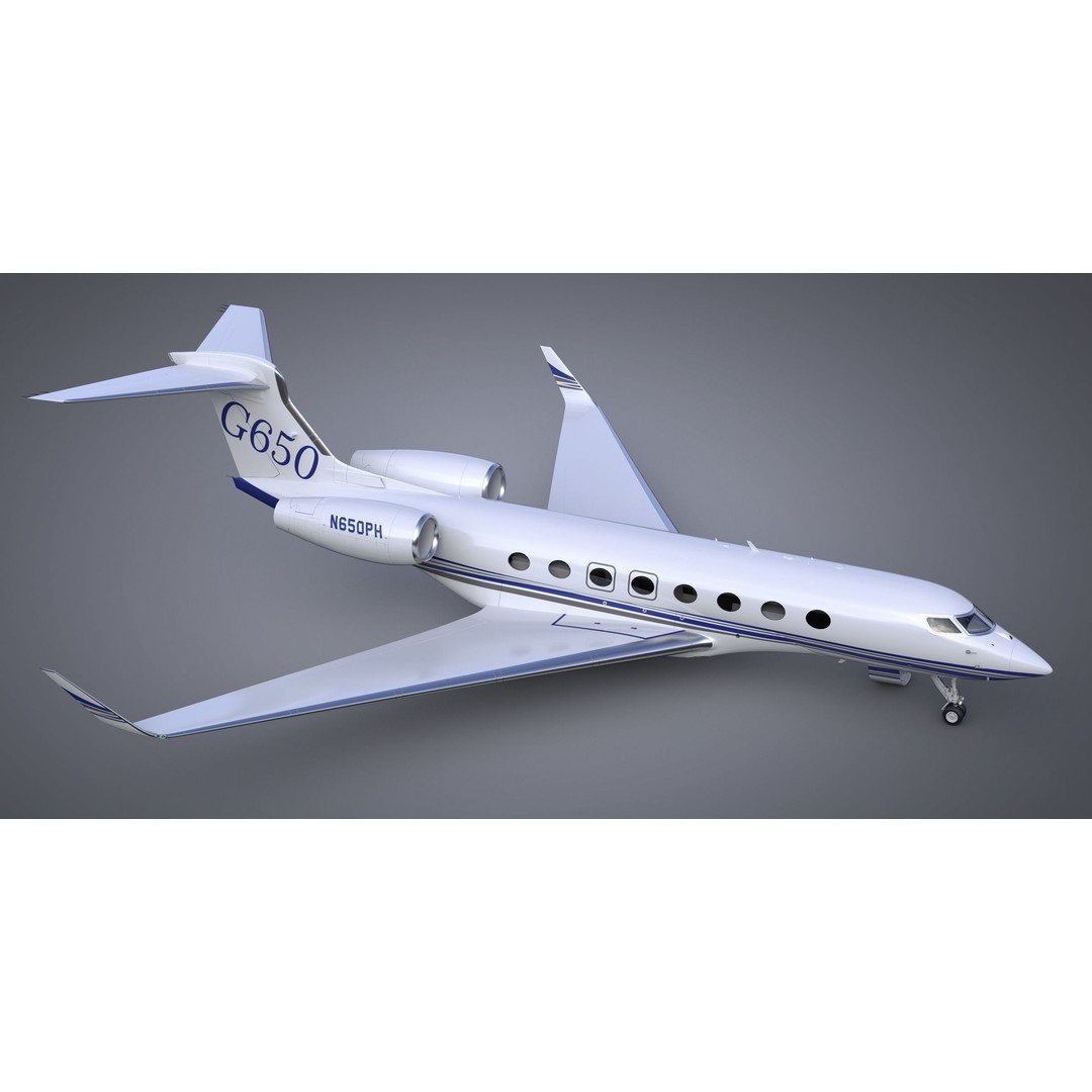 Gulfstream G650 3D Model – High Poly Aircraft, FBX, OBJ, Game Ready - View 19