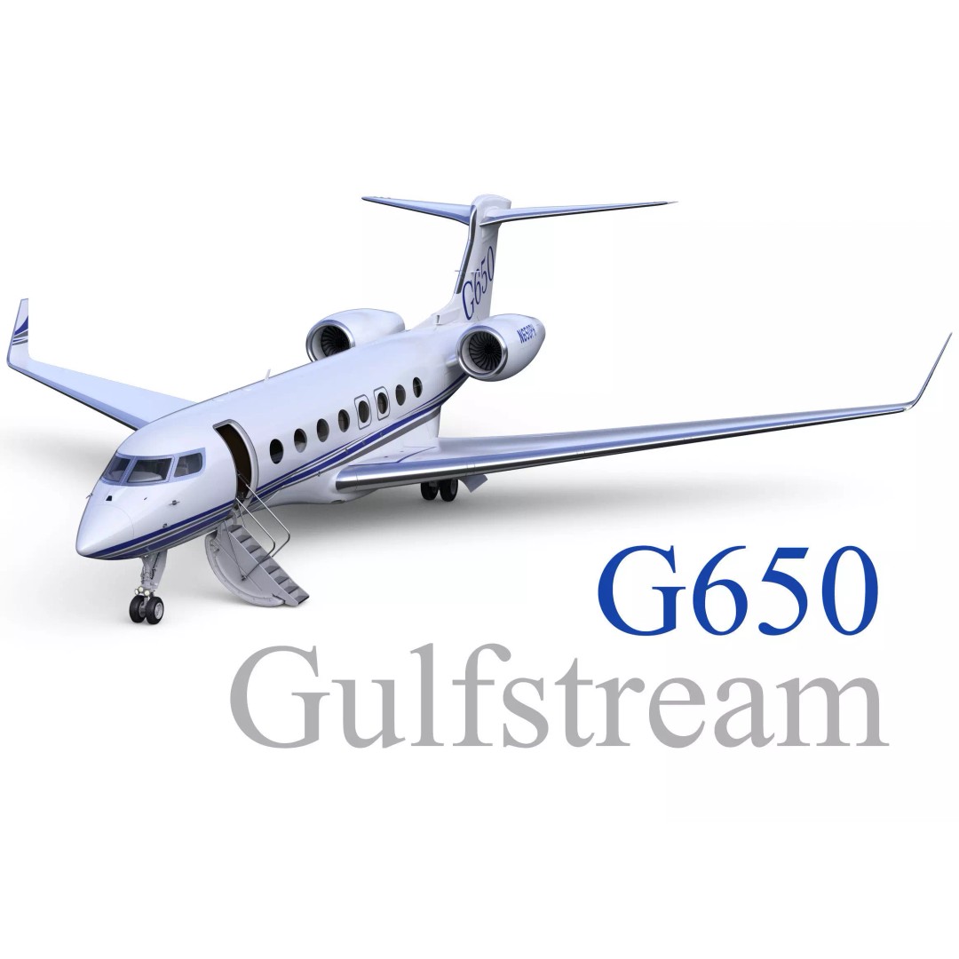 Gulfstream G650 3D Model – High Poly Aircraft, FBX, OBJ, Game Ready - View 2