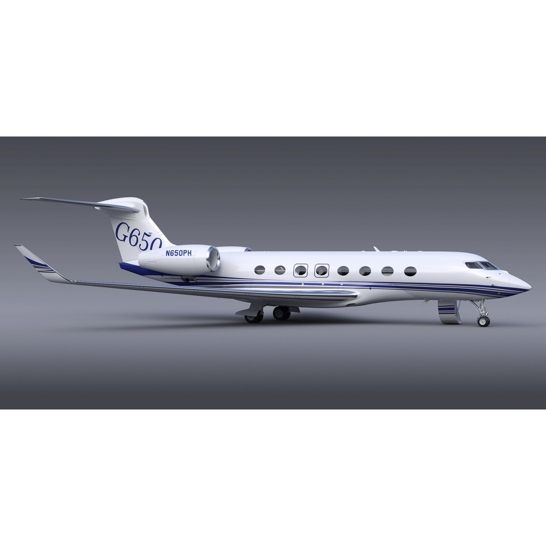 Gulfstream G650 3D Model – High Poly Aircraft, FBX, OBJ, Game Ready - View 20