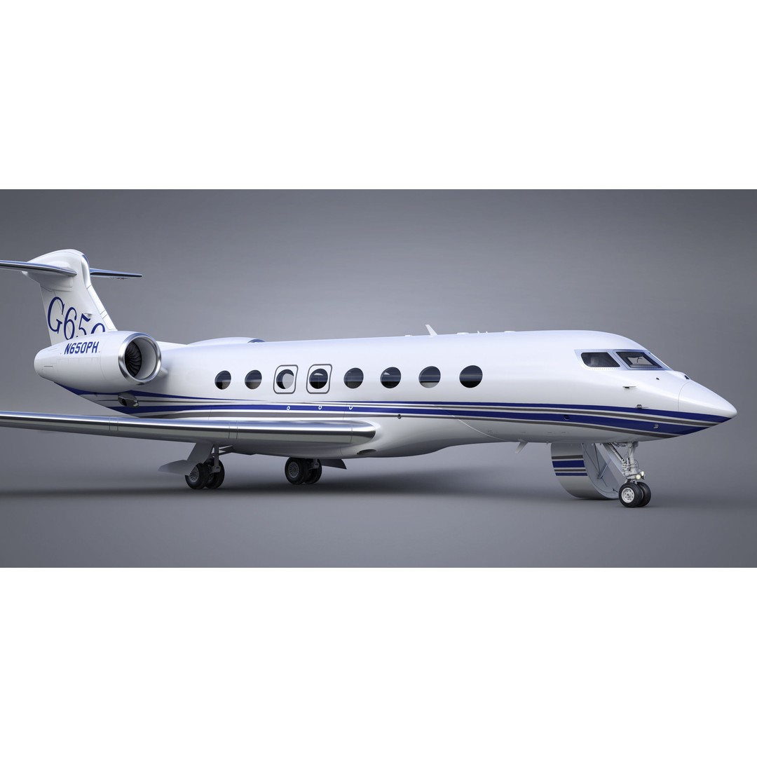 Gulfstream G650 3D Model – High Poly Aircraft, FBX, OBJ, Game Ready - View 21