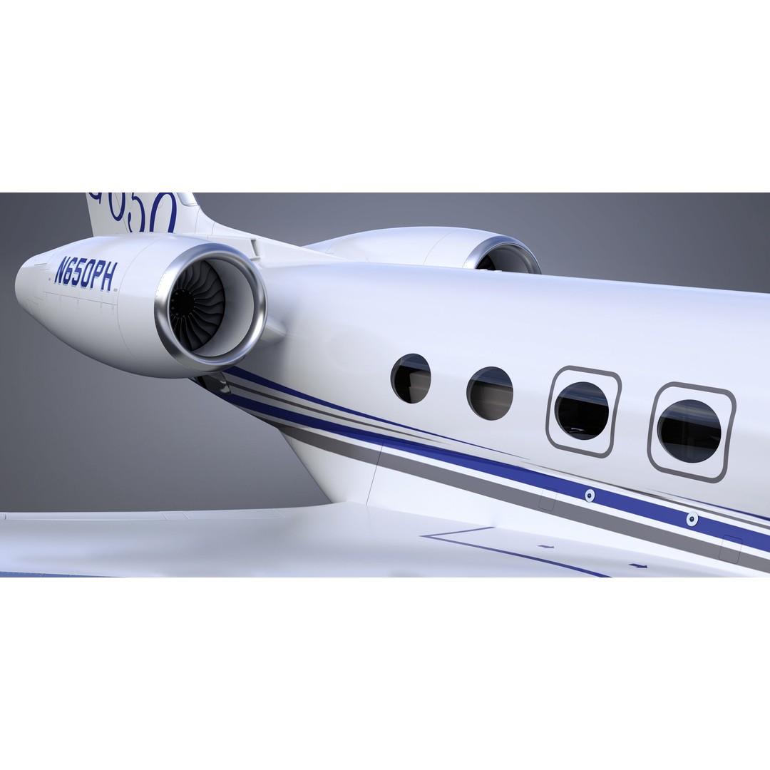 Gulfstream G650 3D Model – High Poly Aircraft, FBX, OBJ, Game Ready - View 25