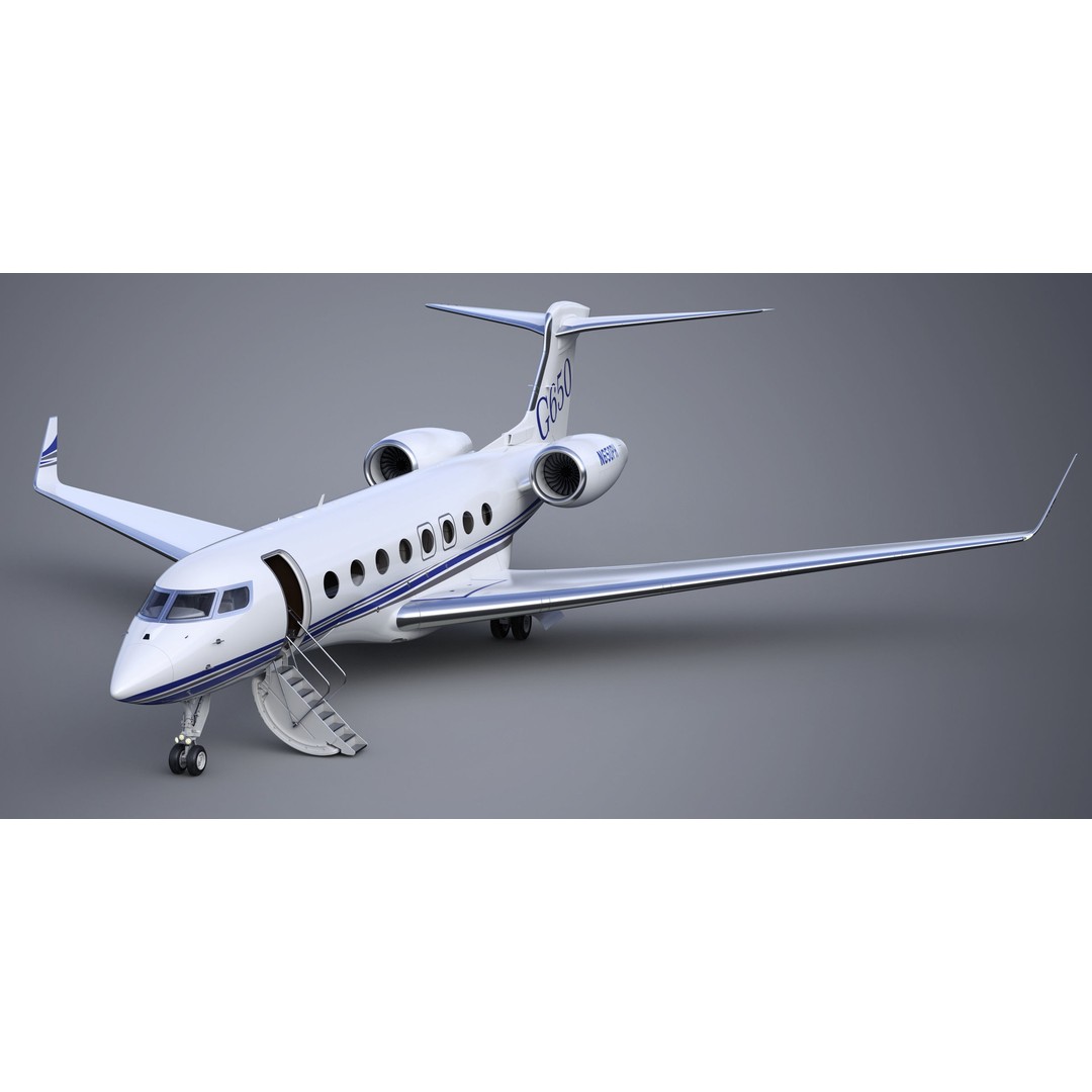 Gulfstream G650 3D Model – High Poly Aircraft, FBX, OBJ, Game Ready - View 3