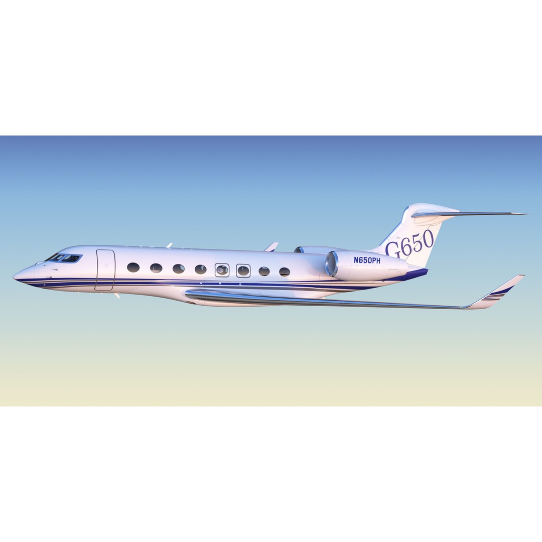 Gulfstream G650 3D Model – High Poly Aircraft, FBX, OBJ, Game Ready - View 34