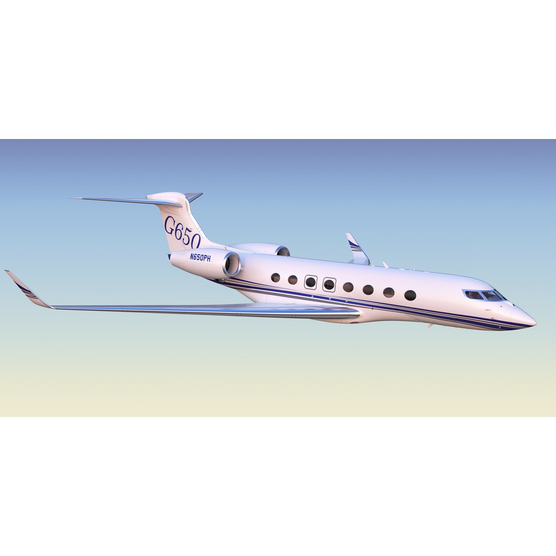 Gulfstream G650 3D Model – High Poly Aircraft, FBX, OBJ, Game Ready - View 39