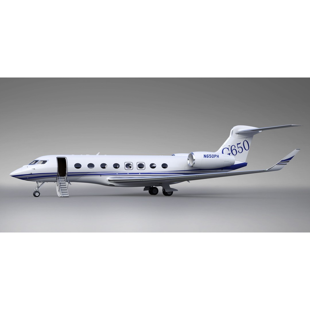 Gulfstream G650 3D Model – High Poly Aircraft, FBX, OBJ, Game Ready - View 4