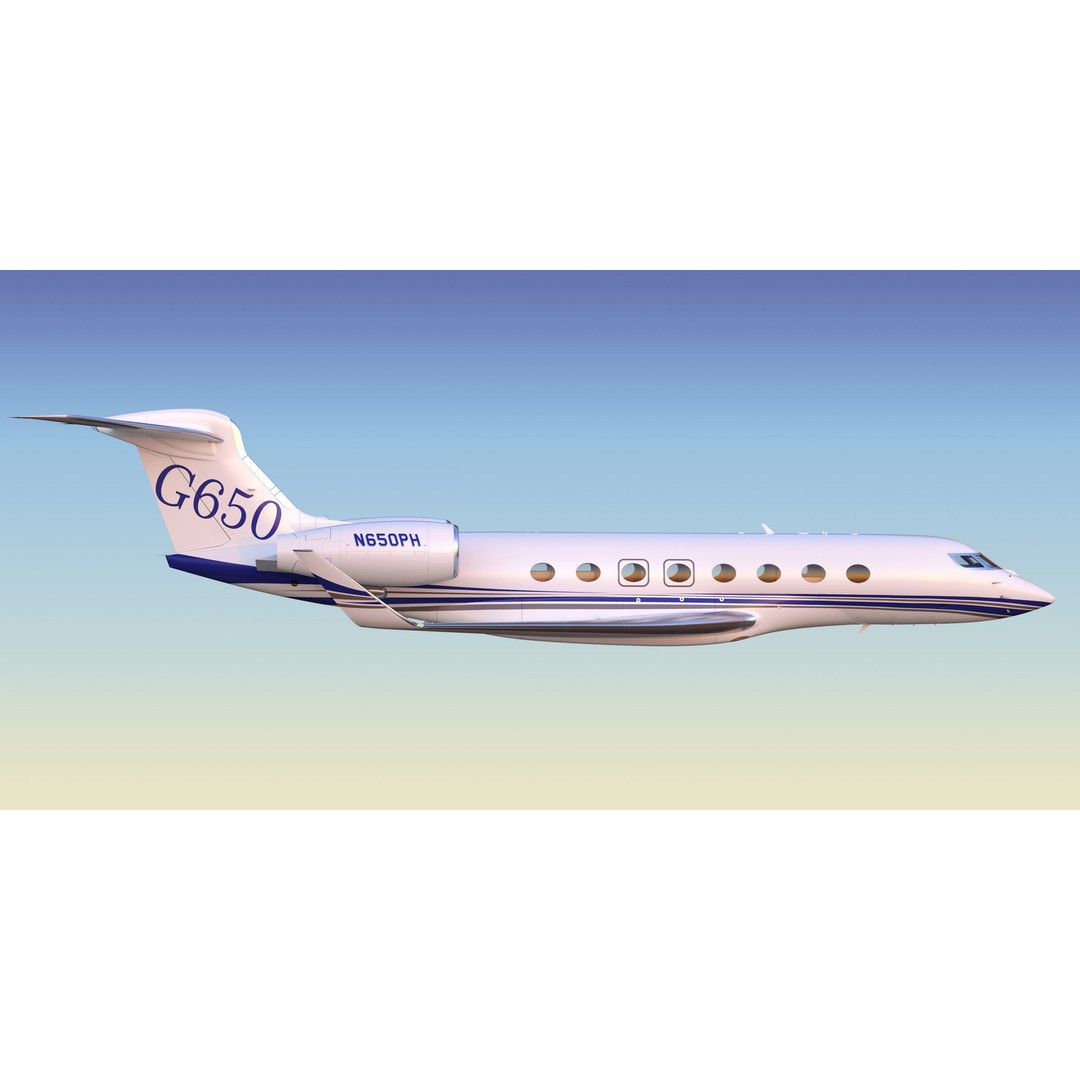Gulfstream G650 3D Model – High Poly Aircraft, FBX, OBJ, Game Ready - View 40