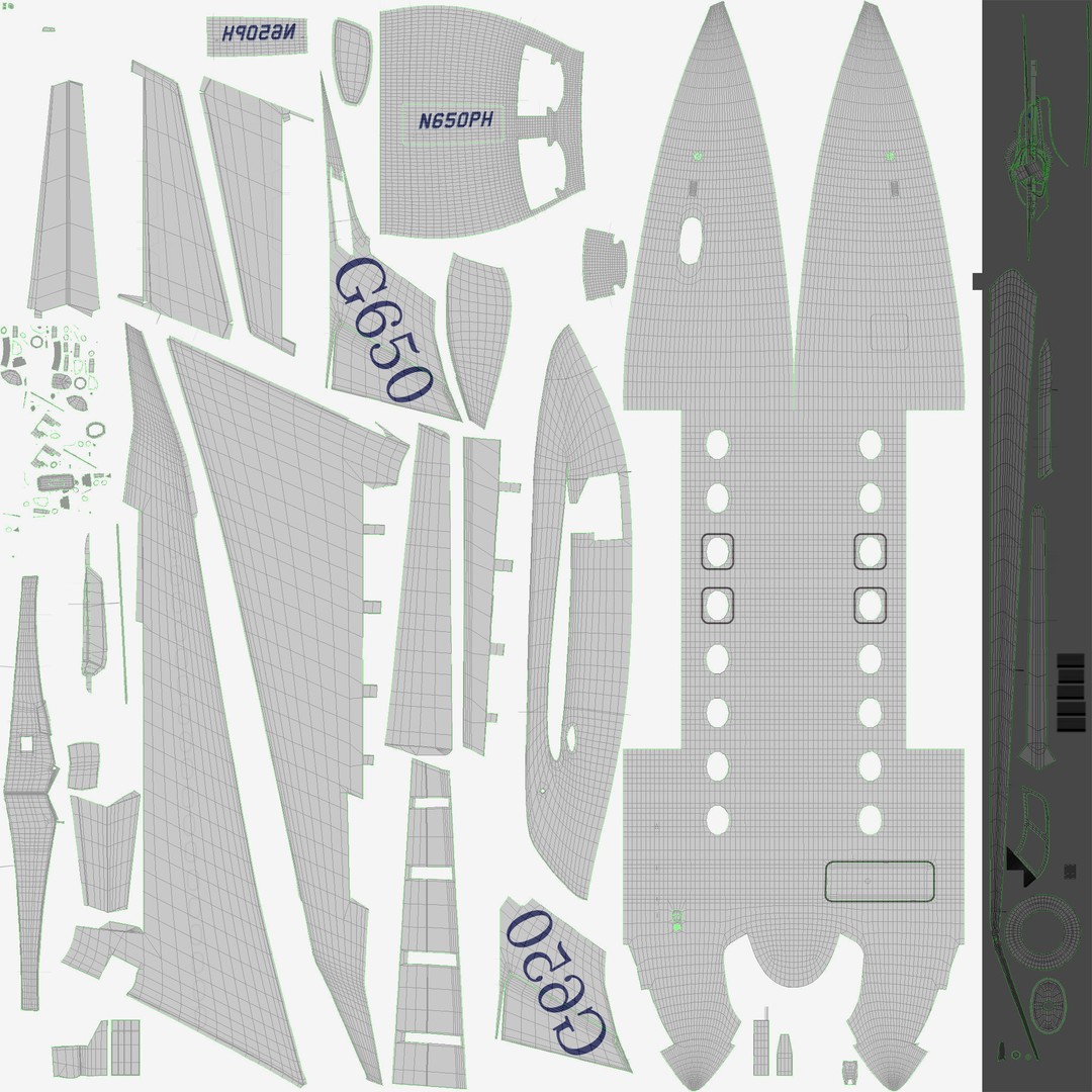 Gulfstream G650 3D Model – High Poly Aircraft, FBX, OBJ, Game Ready - View 44