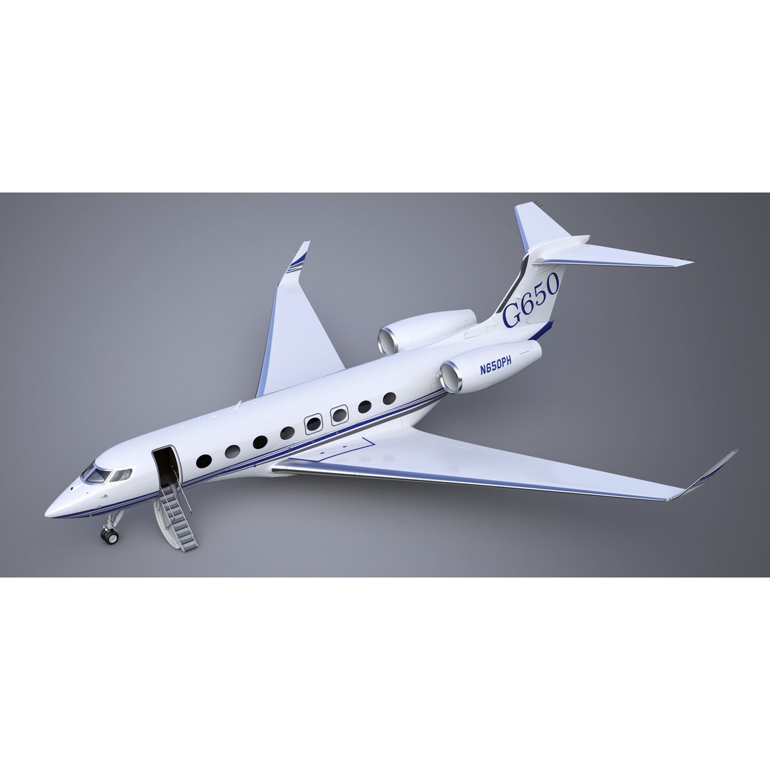 Gulfstream G650 3D Model – High Poly Aircraft, FBX, OBJ, Game Ready - View 5
