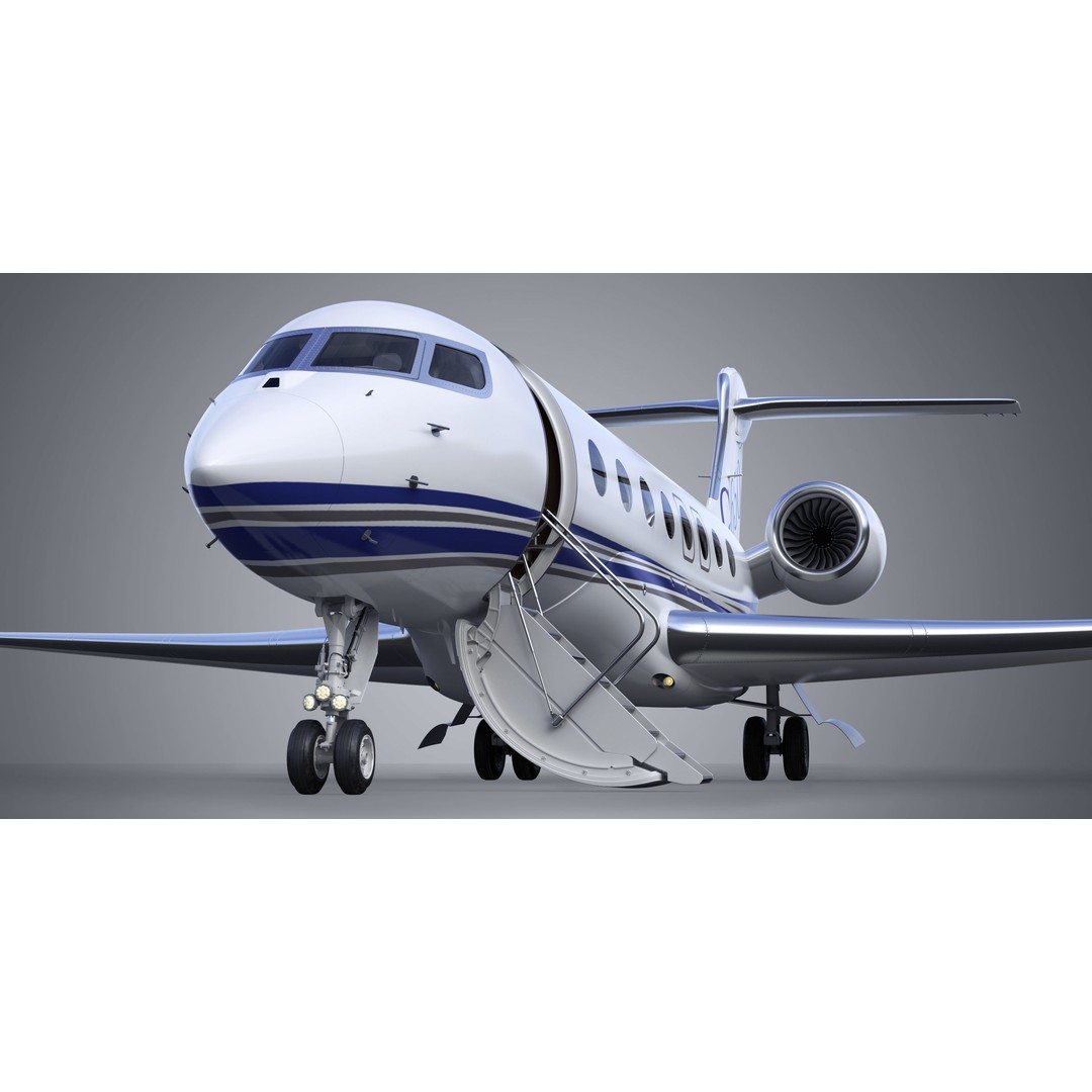 Gulfstream G650 3D Model – High Poly Aircraft, FBX, OBJ, Game Ready - View 9