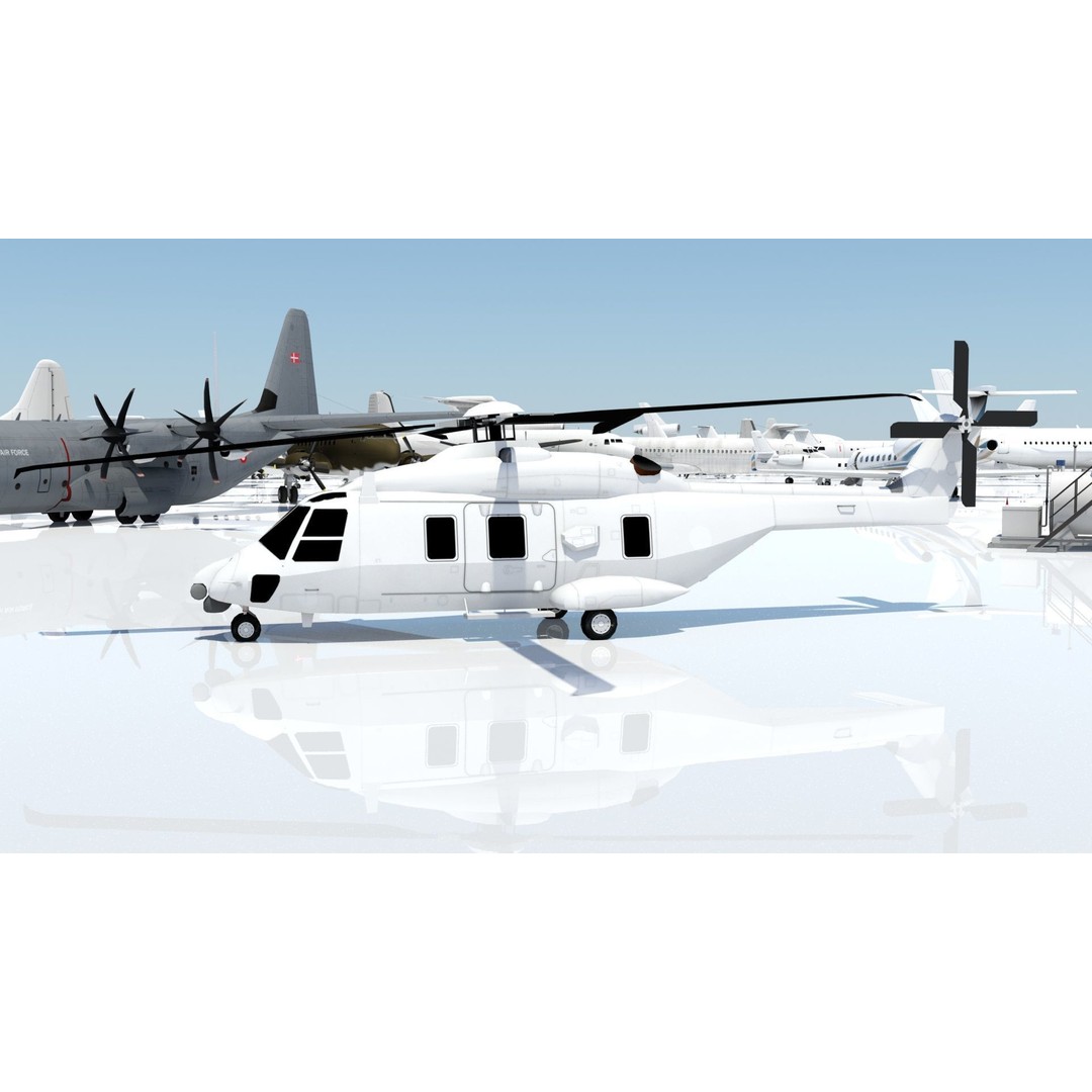 NH90 Tactical Helicopter 3D Model – Low Poly Static Game Asset, FBX - View 11