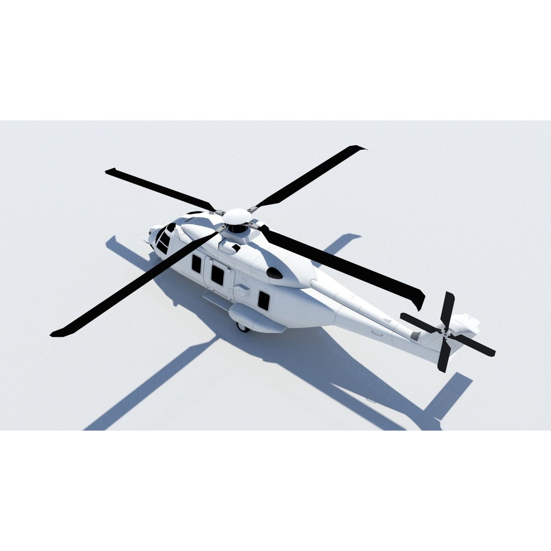 NH90 Tactical Helicopter 3D Model – Low Poly Static Game Asset, FBX - View 4
