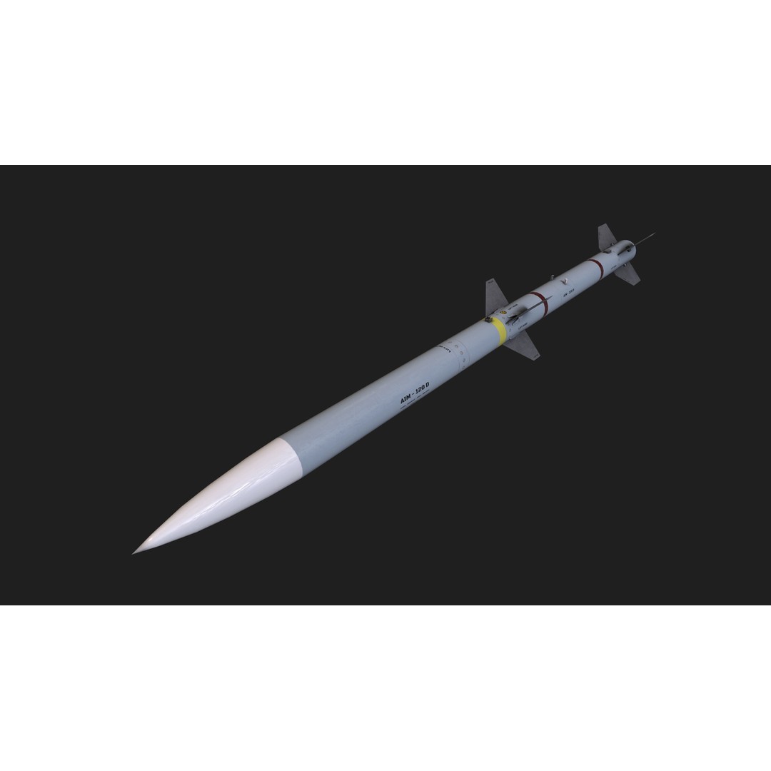 AIM-120 Air to Air Missile 3D Model – Low Poly Game Asset, FBX