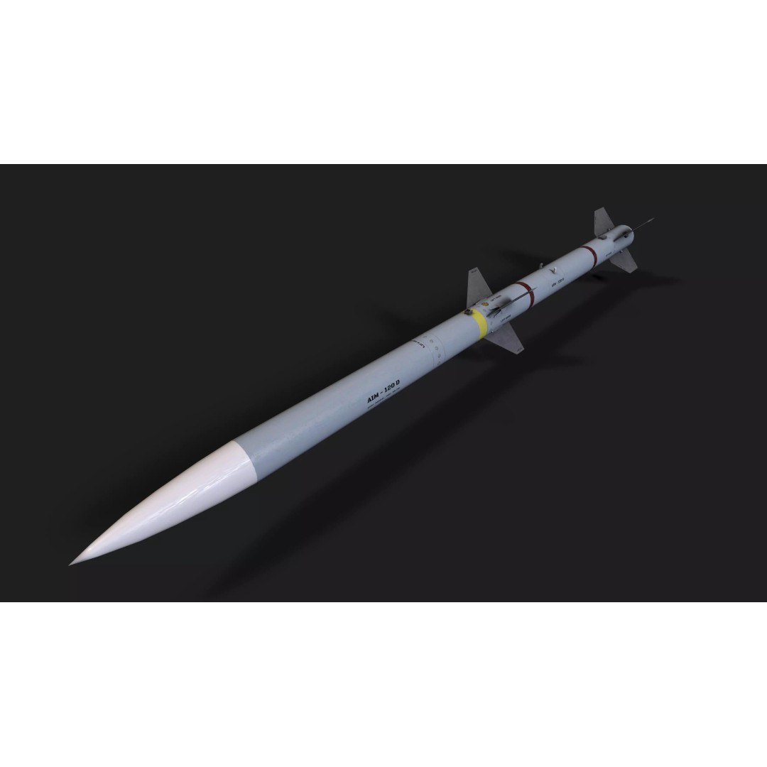 AIM-120 Air to Air Missile 3D Model – Low Poly Game Asset, FBX - View 2