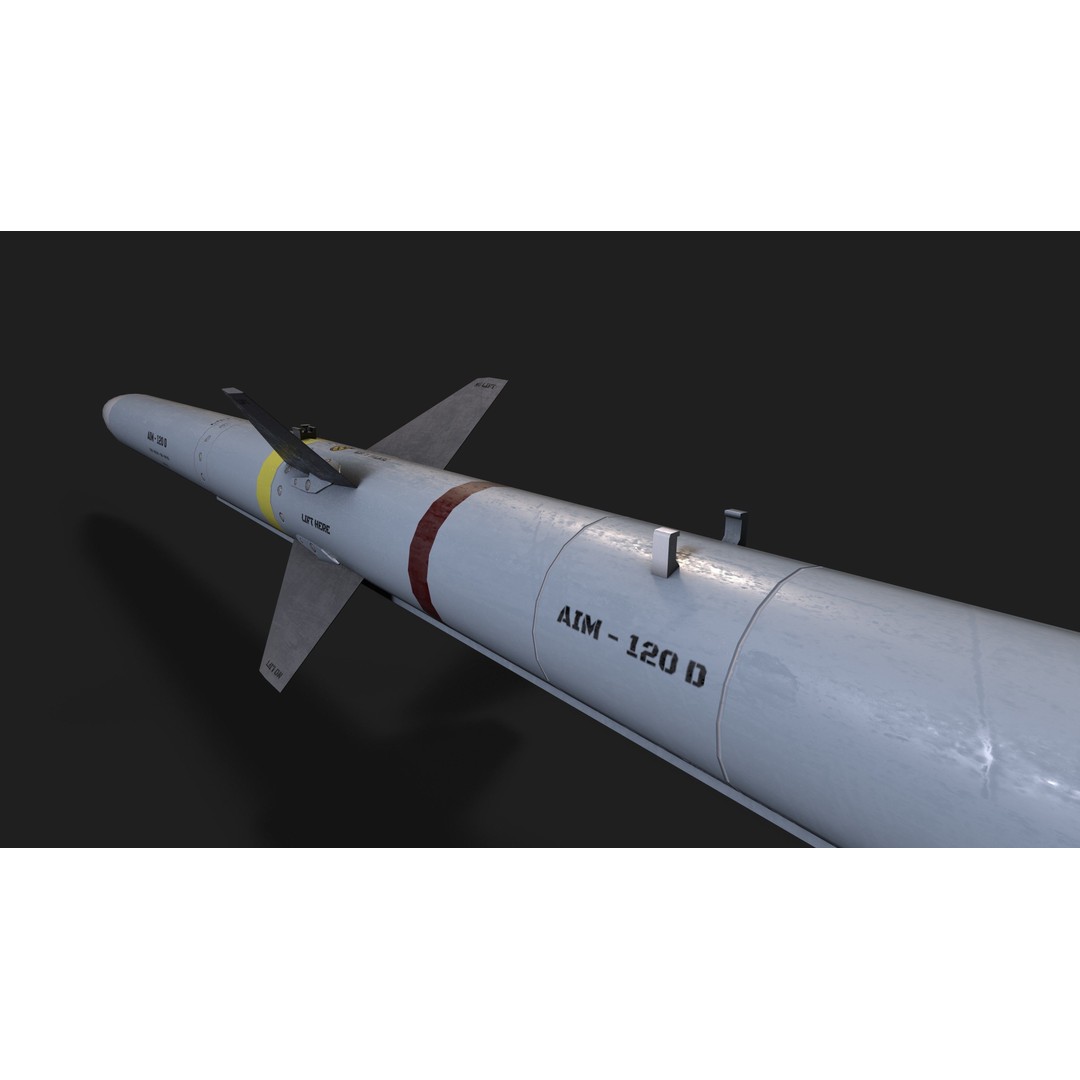 AIM-120 Air to Air Missile 3D Model – Low Poly Game Asset, FBX - View 22