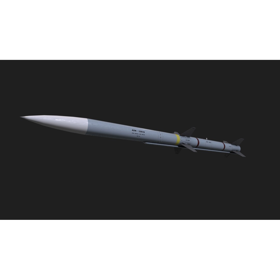 AIM-120 Air to Air Missile 3D Model – Low Poly Game Asset, FBX - View 24