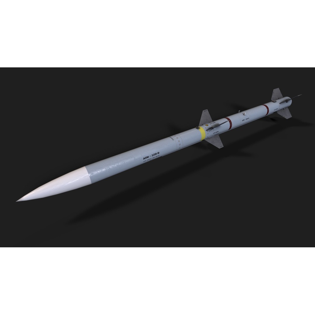 AIM-120 Air to Air Missile 3D Model – Low Poly Game Asset, FBX - View 3