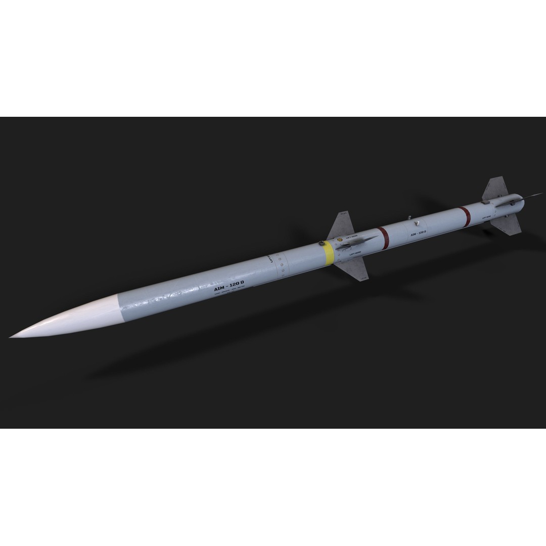 AIM-120 Air to Air Missile 3D Model – Low Poly Game Asset, FBX - View 4