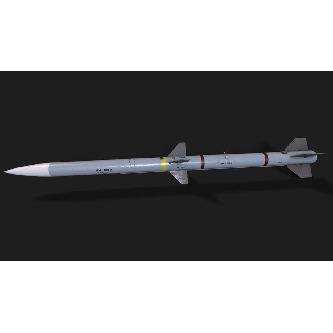 AIM-120 Air to Air Missile 3D Model – Low Poly Game Asset, FBX - View 6