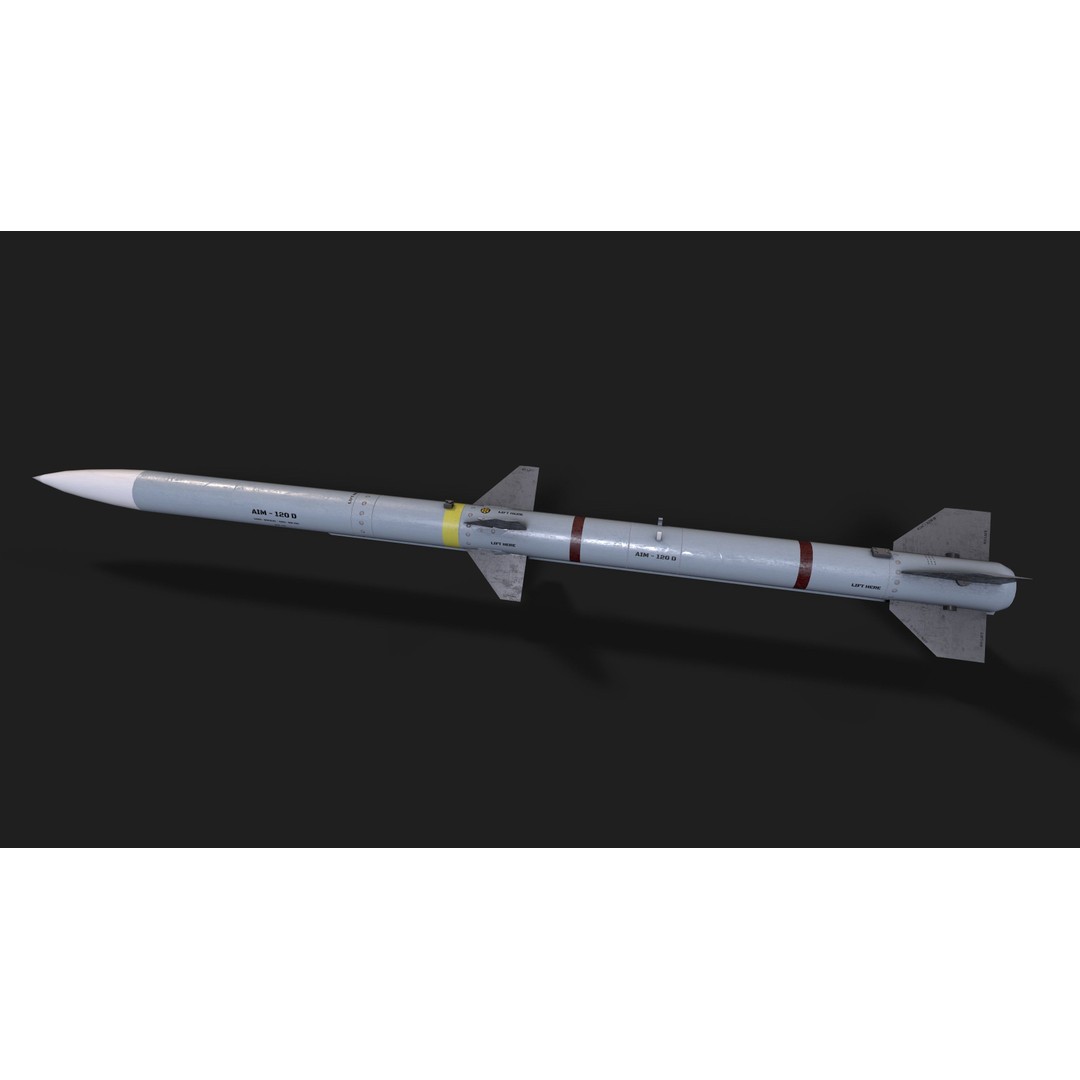 AIM-120 Air to Air Missile 3D Model – Low Poly Game Asset, FBX - View 7